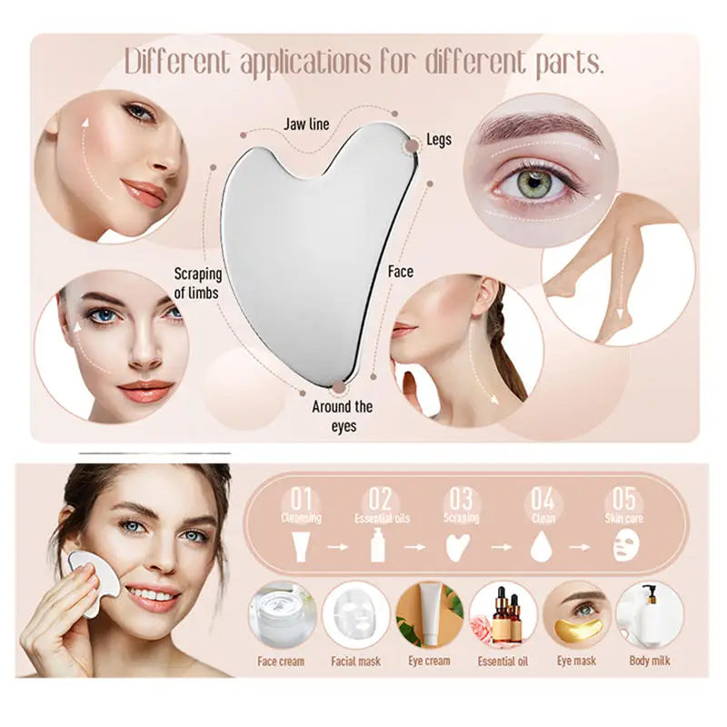 Gua Sha Board Guasha Massage For Face Stainless Steel Body Massager Facial Scraping Plate Guasha Scraper For Neck Back