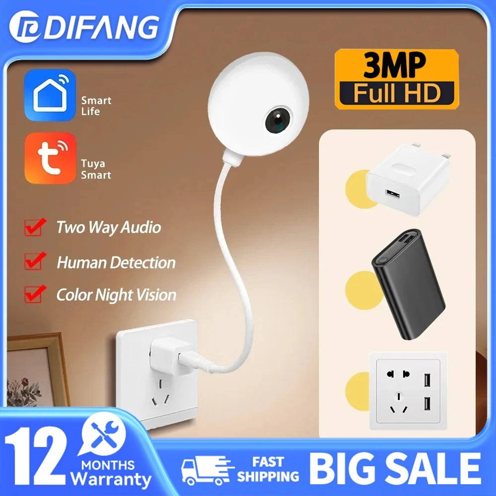Mini WiFi Camera USB Webcam HD Home Security Camera IP Network Camera Human Detection 2 Way Talk Baby Pet Monitor TUYA App