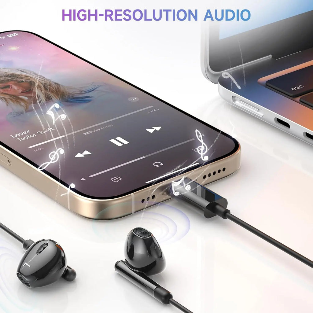 USB Type C 3.5mm Wired Headphones with Microphone Volume Control Wired Earphone Earbuds Bass In Ear Headphones Sport Headset