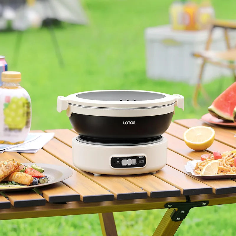 1.2L Folded Electric Cooking Pot Portable Multicooker Travel Rice Cooker Split Hot Pot 304 Stainless Steel Electric Skillt 500W
