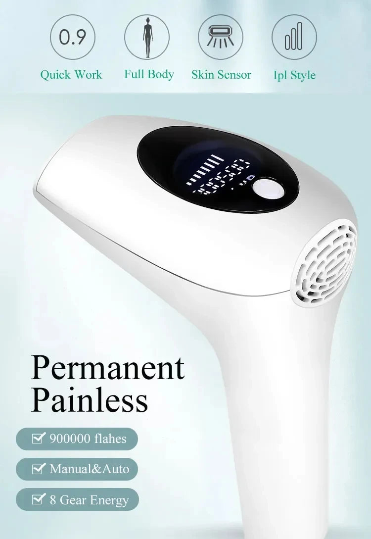 990,000 Flashes IPL Laser Hair Removal Device for Women, Painless Permanent Hair Remover for Home Use, Body, Bikini, and Face