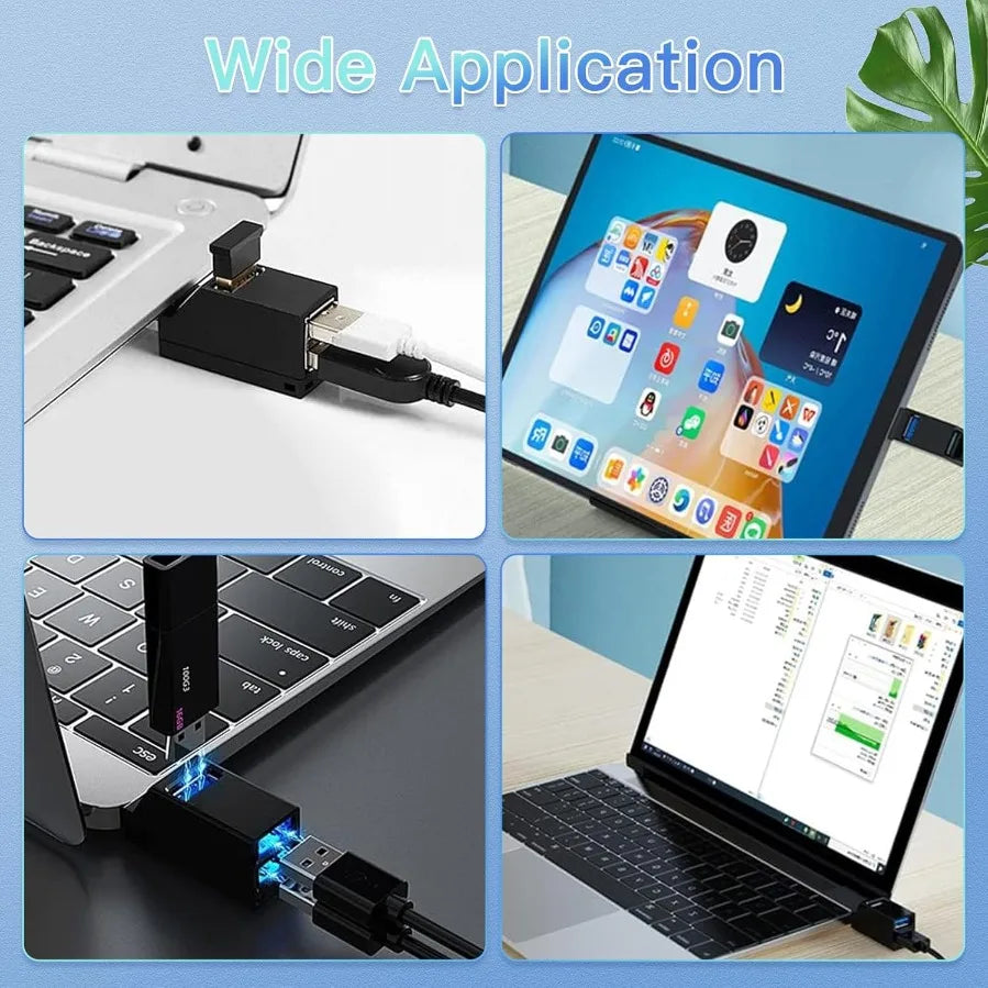 LccKaa USB 3.0 HUB Adapter Extender High Speed Mini Splitter Box 1 To 3 Port High Speed USB 2.0 for PC Laptop U Disk Card Reader