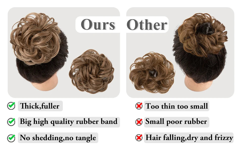 Synthetic Messy Updo Chignon Premium Big Curly Elastic Hair Scrunchies Hairpieces Donut Updo Blonde Brown Hair Pieces For Women