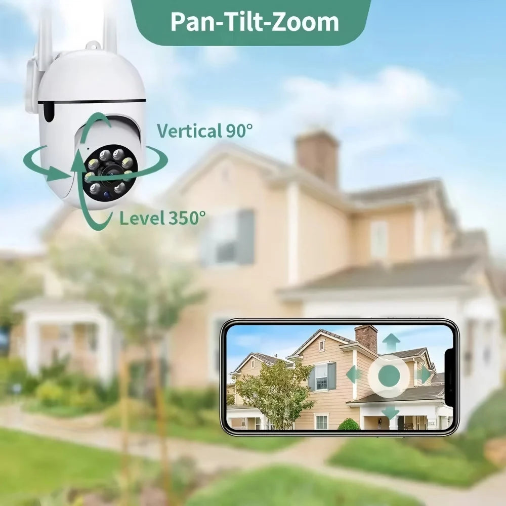 Wireless 1080P HD Indoor/Outdoor Wireless security camer, Color Night Vision, 2-Way Audio, 360° Pan/Tilt/Zoom