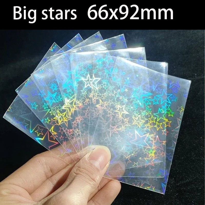 50PCS Laser Heart fireworks butterfly Flashing Holographic Transparent Clear Card Film Sleeves Super Idol Photo Protector Cover