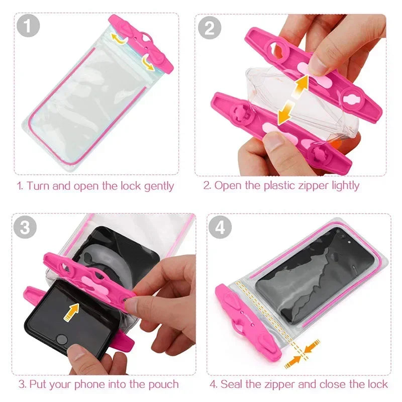 2PC Waterproof Phone Pouch Drift Diving Swimming Bag Underwater Dry Bag Case Cover For Phone Water Sports Beach Pool Skiing