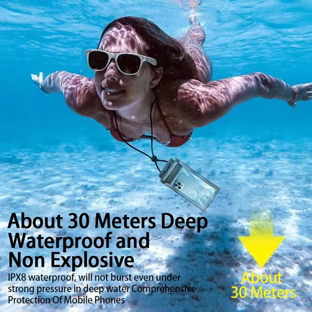 Summer Waterproof Phone Pouch Swimming Beach Dry Bag Phone Case Cover Camping Skiing Holder for iPhone Xiaomi 15 All Cell Phone