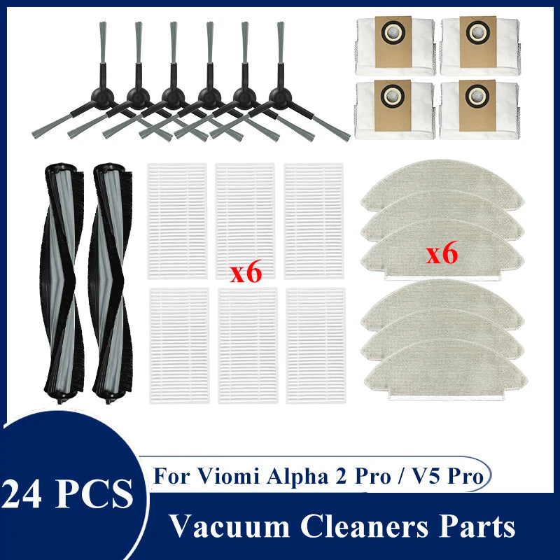 For Viomi Alpha 2 Pro / V5 Pro / V-RVCLM27B / V-RVCLM40B Vacuum Cleaner Parts Replacement Main Side Brush Filter Mop Accessory
