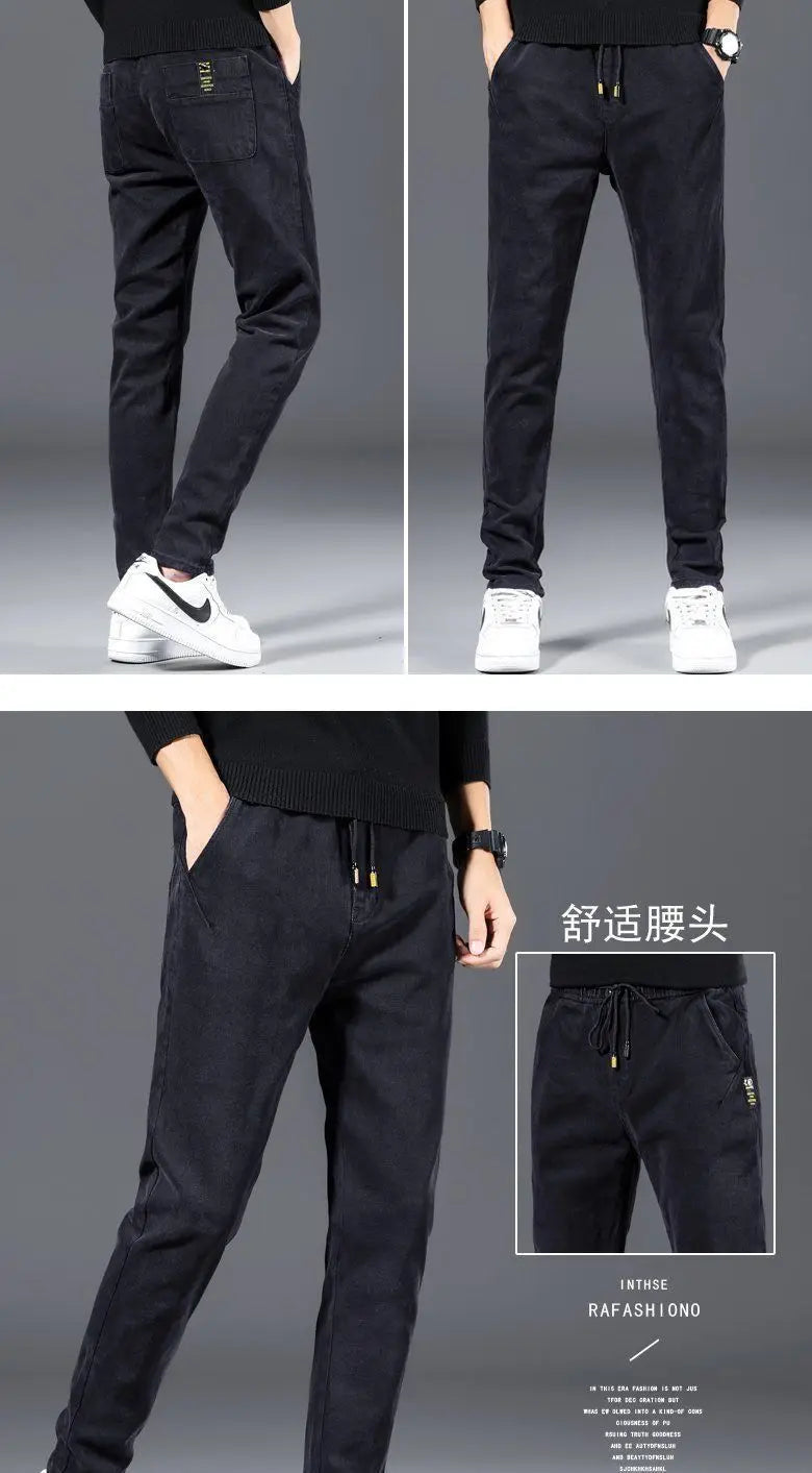 Denim Jeans Spring Autumn Elastic Waist 2022 Summer Thin Drawstring Slim Teenagers Cowboy Students Casual Designers Men's Pants