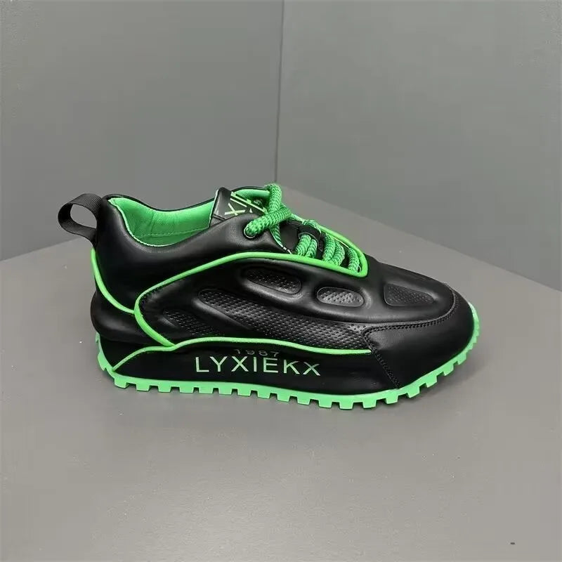 Chunky Sneakers Men Women Cover Bottom Board Shoes Fashion Casual Leather Mesh Breathable Increased Internal Flat Platform Shoes