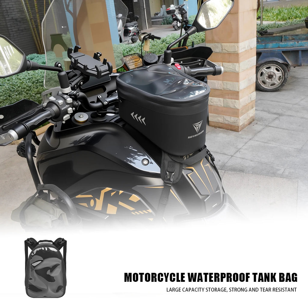 Motorcycle Tank Bag PVC Waterproof Adventure Storage Tank Bags with Straps Touch Screen Universal for Motorbike Off-road Bag