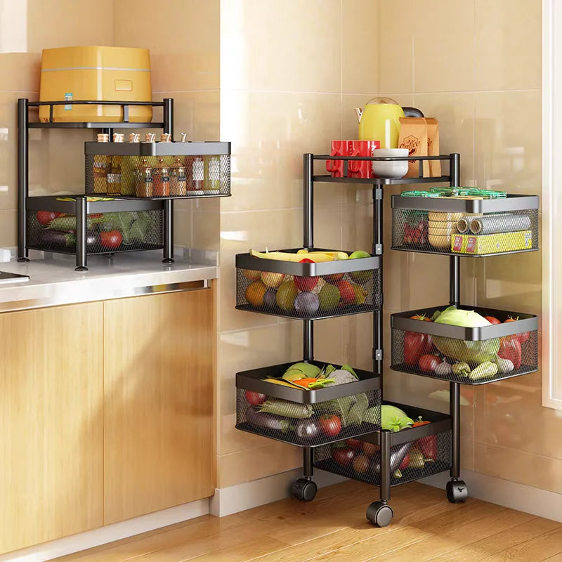 Home Use Rotating Multi-Layer Mobile Storage Ra Frie  Vegetable Fruit Storage elf Kitchen Organization No Installation