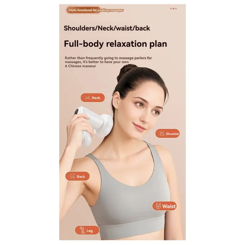 A01V-Portable Electric Body Massager With 6 Heads - Multi-Function Fat Reducer For Home Use, Low Noise