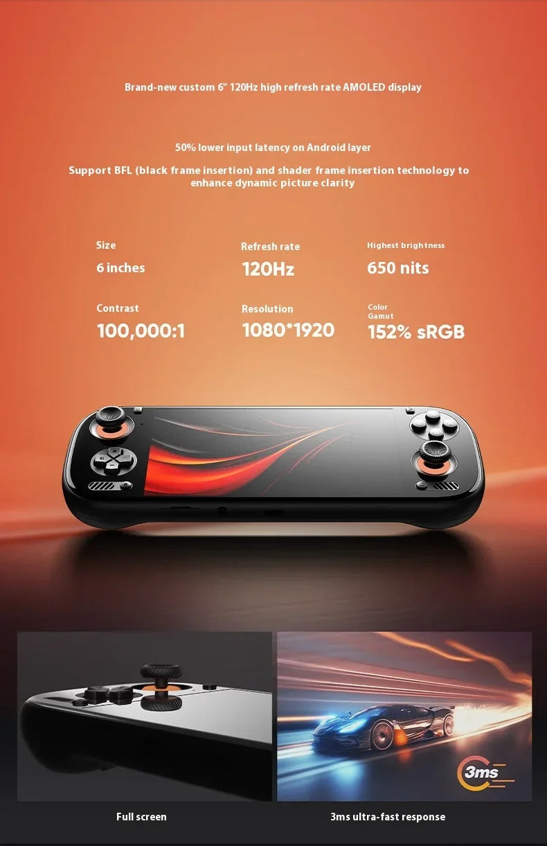 AYN Odin 3 Game Console 6Inch 1080P 120Hz AMOLED Screen Game Console 8000mAh Hall-Effect Joystick/Trigger Handheld Game Consoles