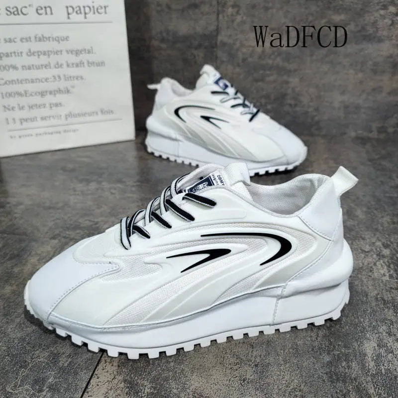 Chunky Sneakers Men Women Cover Bottom Board Shoes Fashion Casual Leather Mesh Breathable Increased Internal Flat Platform Shoes
