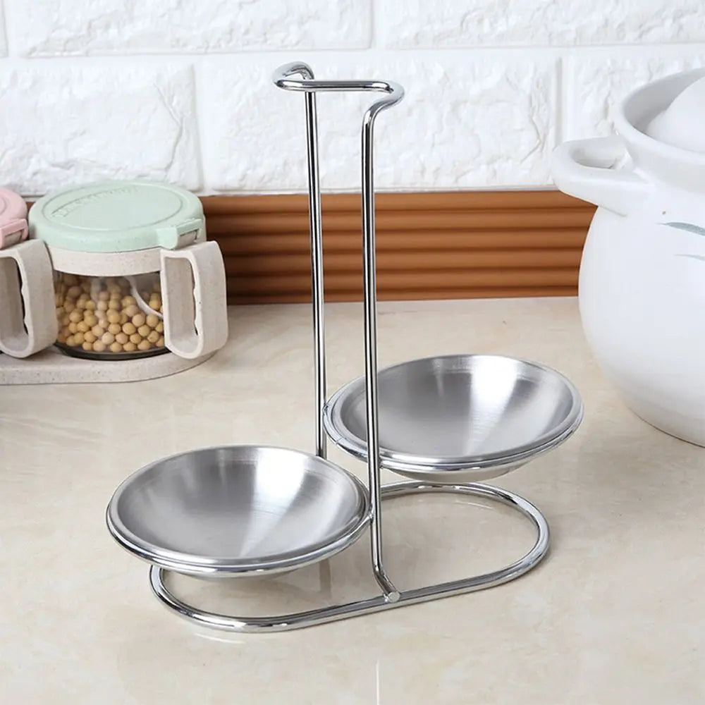 Kitchen Accessories Vertical Single/Double Ladle Spoon Utensil Rack Soup Spoon Rest Stand without plate Tableware Storage Shelf