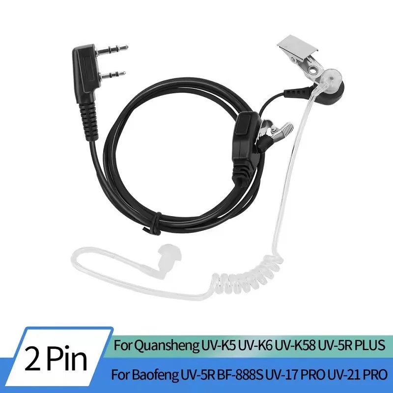 Headset Acoustic For QuanSheng UV5R Plus UV-K5 UV-K6 Baofeng Walkie Talkie UV5R UV-13 Pro UV17 Plus Air Tube Earpiece UV82 UV-21