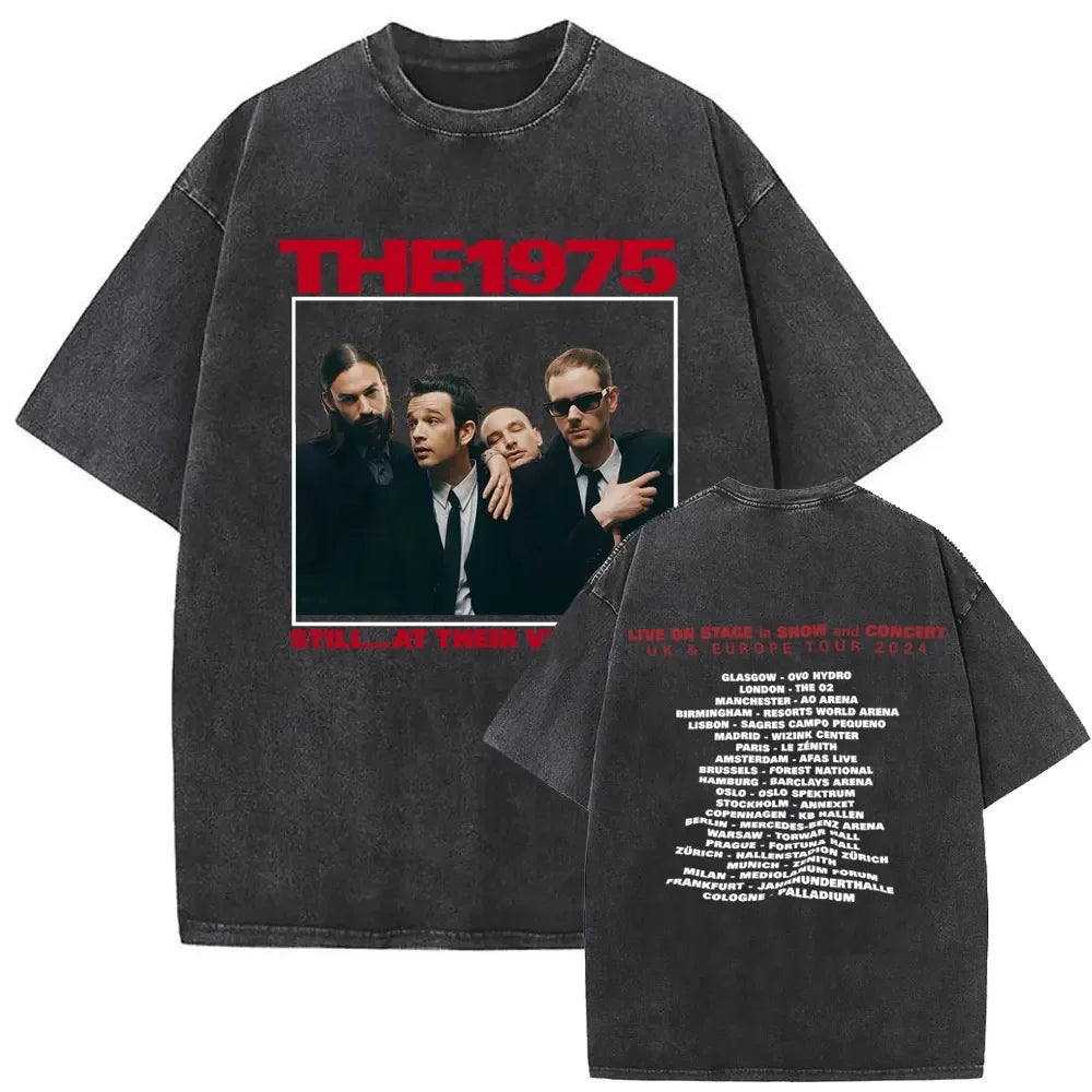 Washed Vintage The 1975 about You Print T-shirt Being Funny in A Foreign Language Album Tshirt Men Women Hip Hop Casual T Shirt