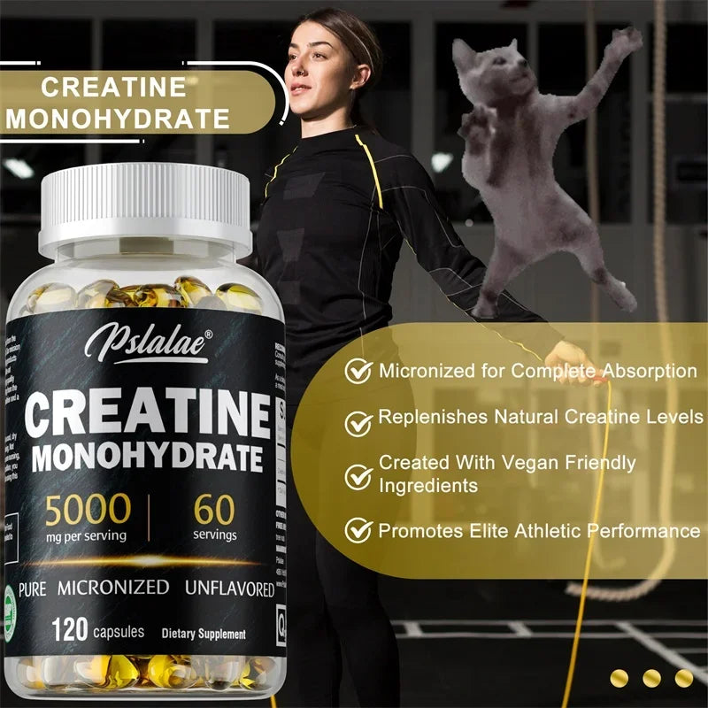 Creatine Monohydrate - Boost Muscle Strength, Promote Muscle Growth, Improve Athletic Performance, Vegetarian, Gluten-free