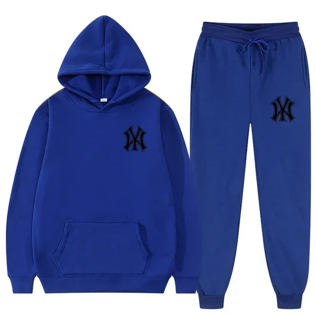 Men's running and fitness fashion casual sportswear set for autumn and winter hooded sweatshirt  jogging pants two-piece set