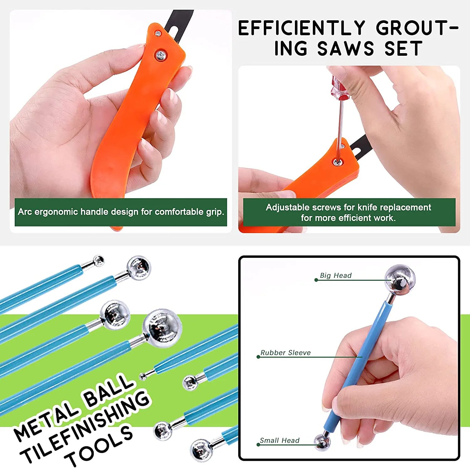 Grout Removal Tools 22 Pcs  Set Saw Blade Grout Hand Saw Tile Joint Cleaning Brush Caulking Edge for Floor Kitchen Hand Tool Set