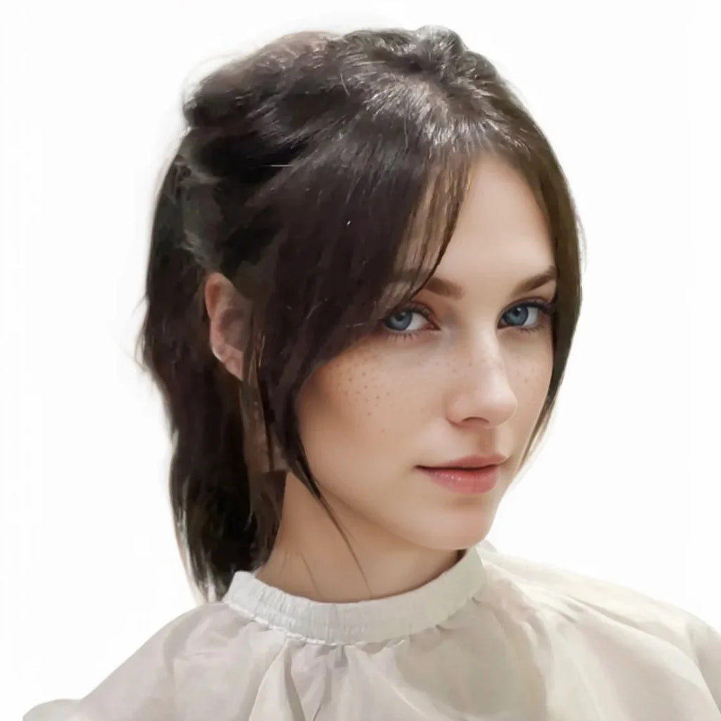 Real Human Hair Bangs Korean Natural Fringe Hair Extensions Clip In Mid Part Bangs Side Bangs Fake Fringe Hair Piece for Women
