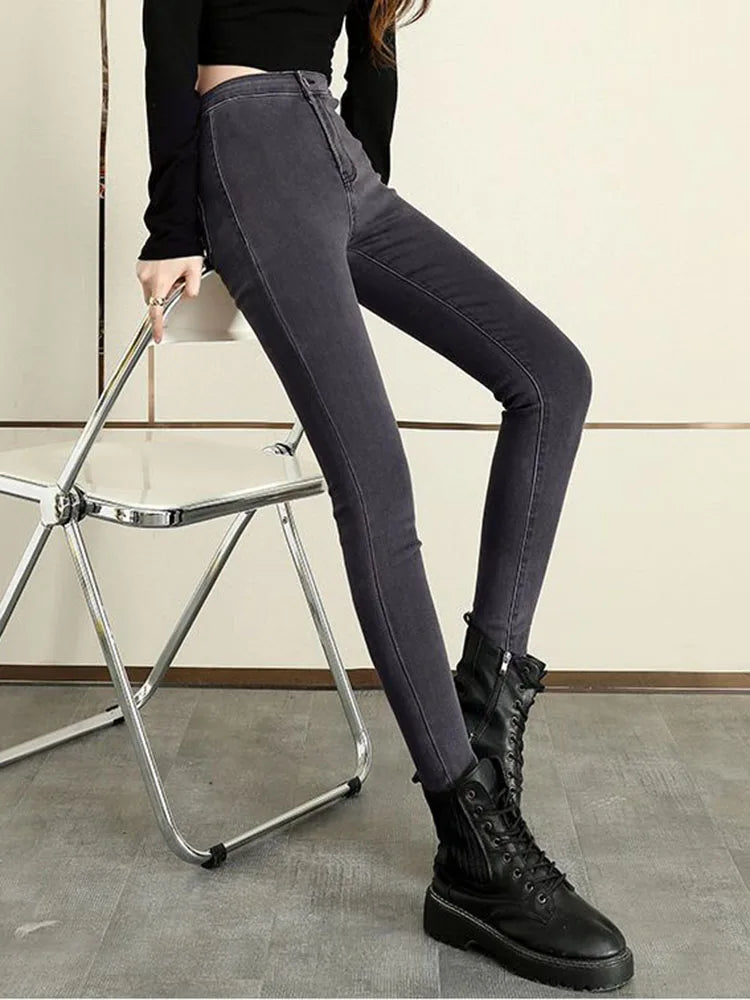 Skinny High Waist Stretch Pencil Jeans Women Casual Vintage Slim Denim Pants Korean Fashion Streetwear Ankle Length Vaqueros New