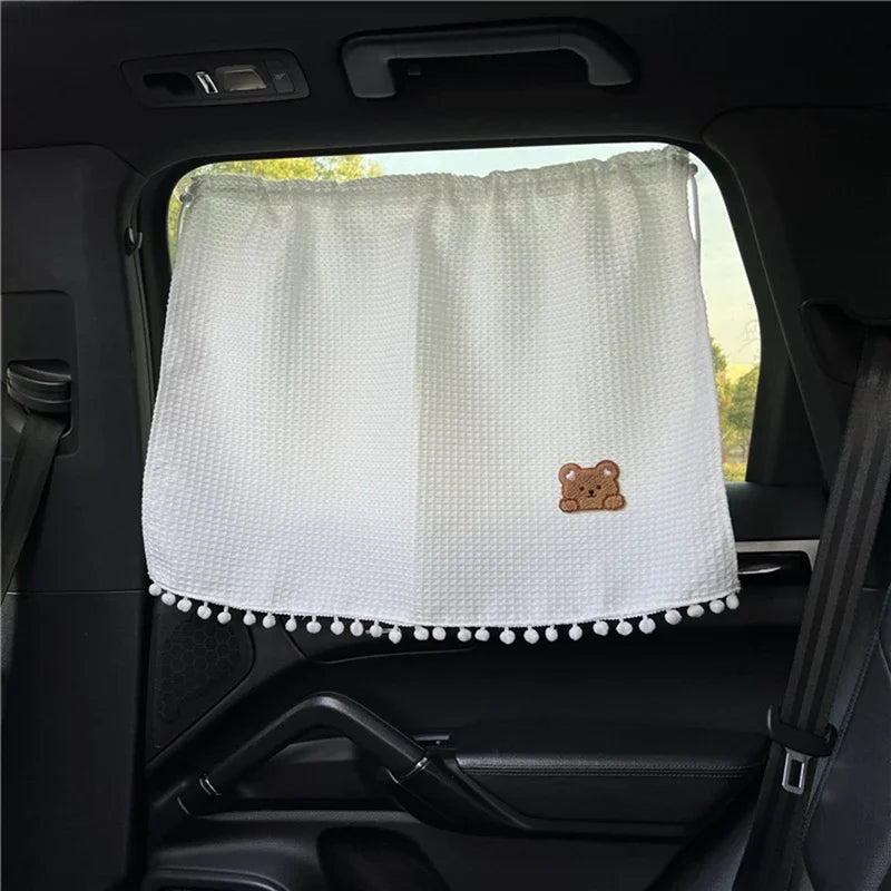 Universal Suction Cup Curtain Flower Car Window Sunshade Cover Cartoon Side Window Sunshade Uv Protection For Kid Baby Children