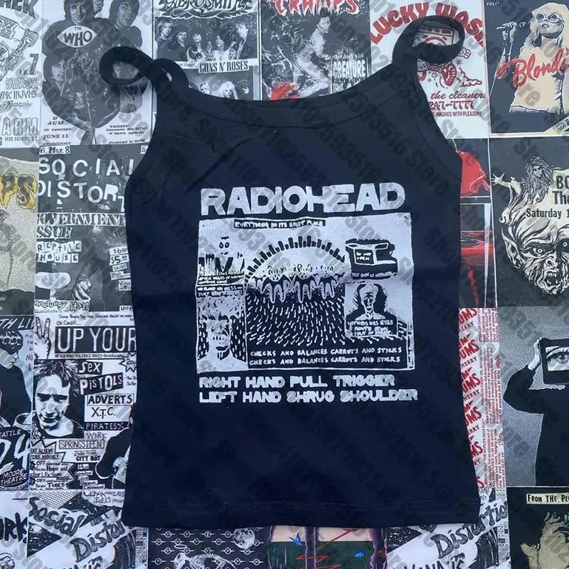 Women's Aesthetic graphics leeveless Tank Tops Vintage Cute Print Grunge Streetwear Crop Tops Y2k Clothes Gothic Girls Corset