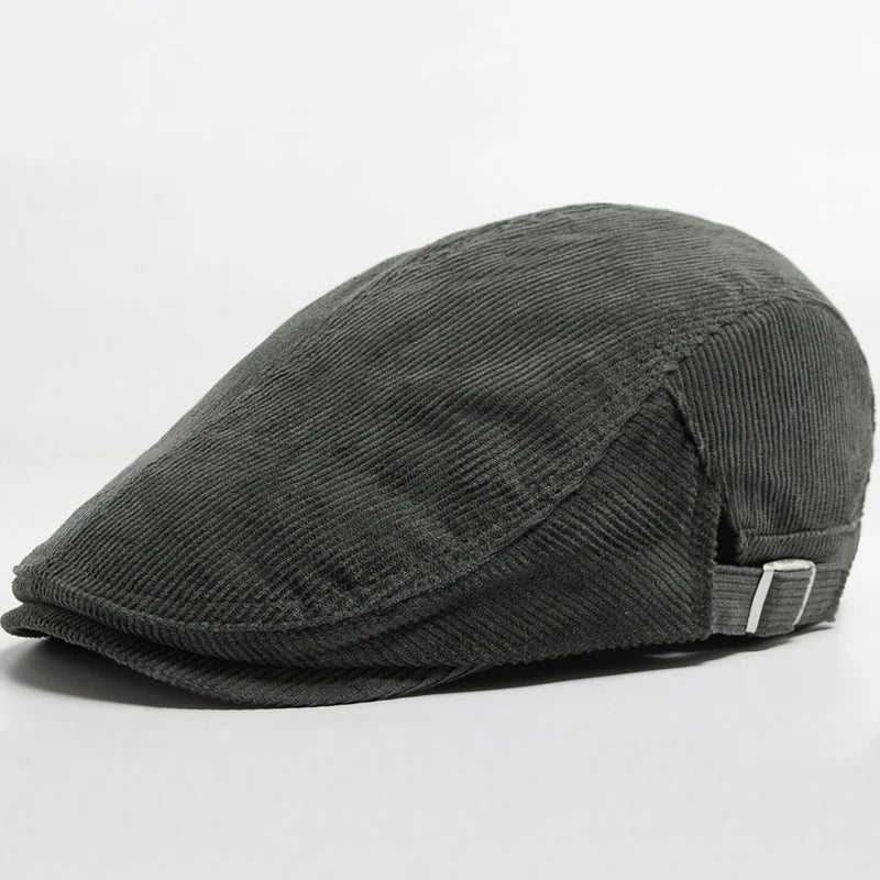 Men Fashion Corduroy Beret Spring Autumn Thick Warm Women's Flat Hat Vintage Casual Newsboy Cap Unisex Fashion Front Back Wear