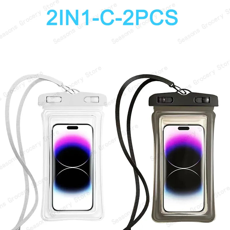 Transparent Waterproof Phone Pouch Under 7.2 Inches Touch Screen Swimming Rafting Waterproof Case with Lanyard Sealed Bag