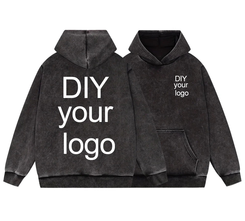 Washed Retro Hoodies 5 Colors 100%Cotton Hoody Customized Personalized Pattern Customization Pullover Team Logo Company Logo