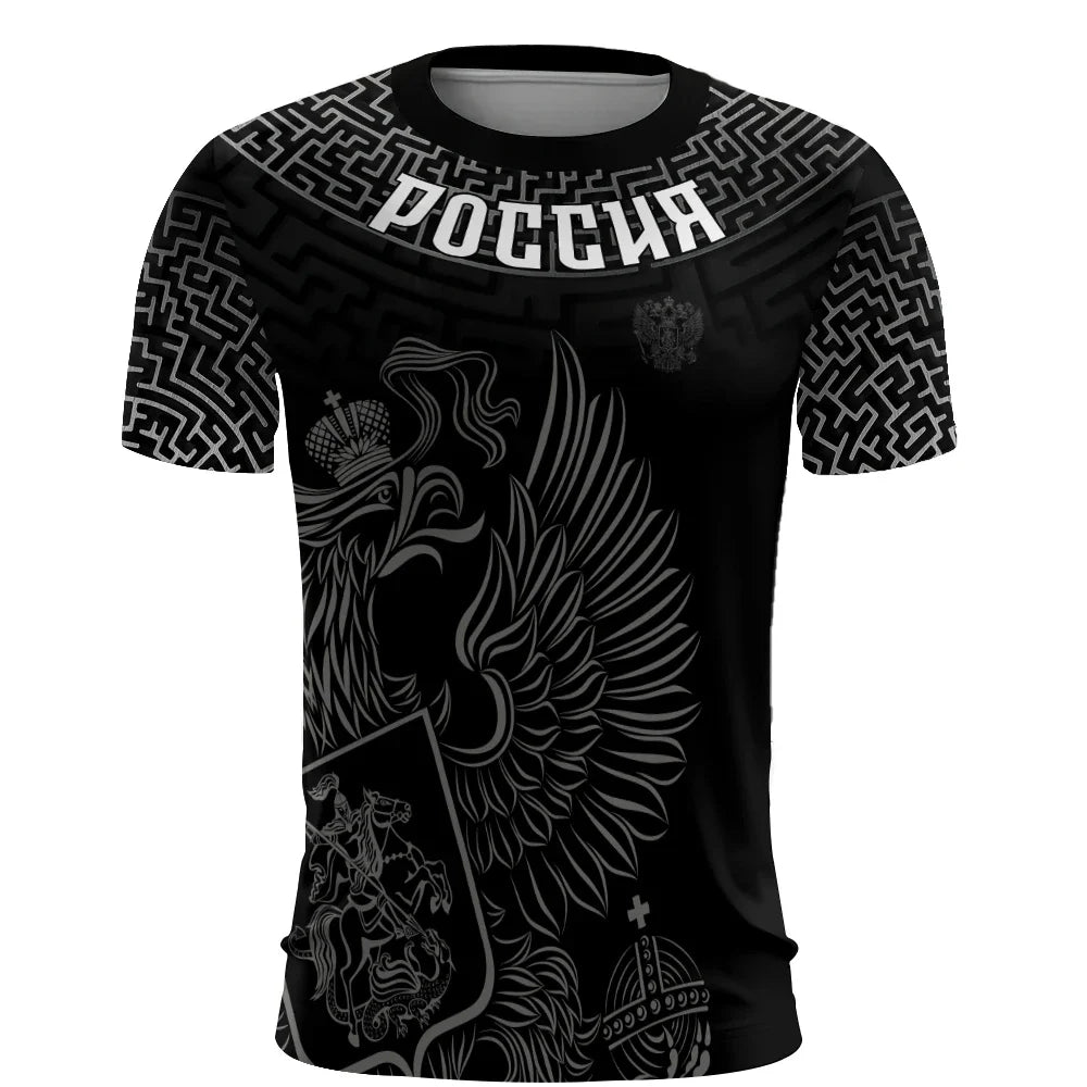 Russia Men's T-Shirts 3d Russian Flag Short Sleeve T-Shirt For Men Oversized Tees Mens Clothing Summer Casual Breath Sportswear