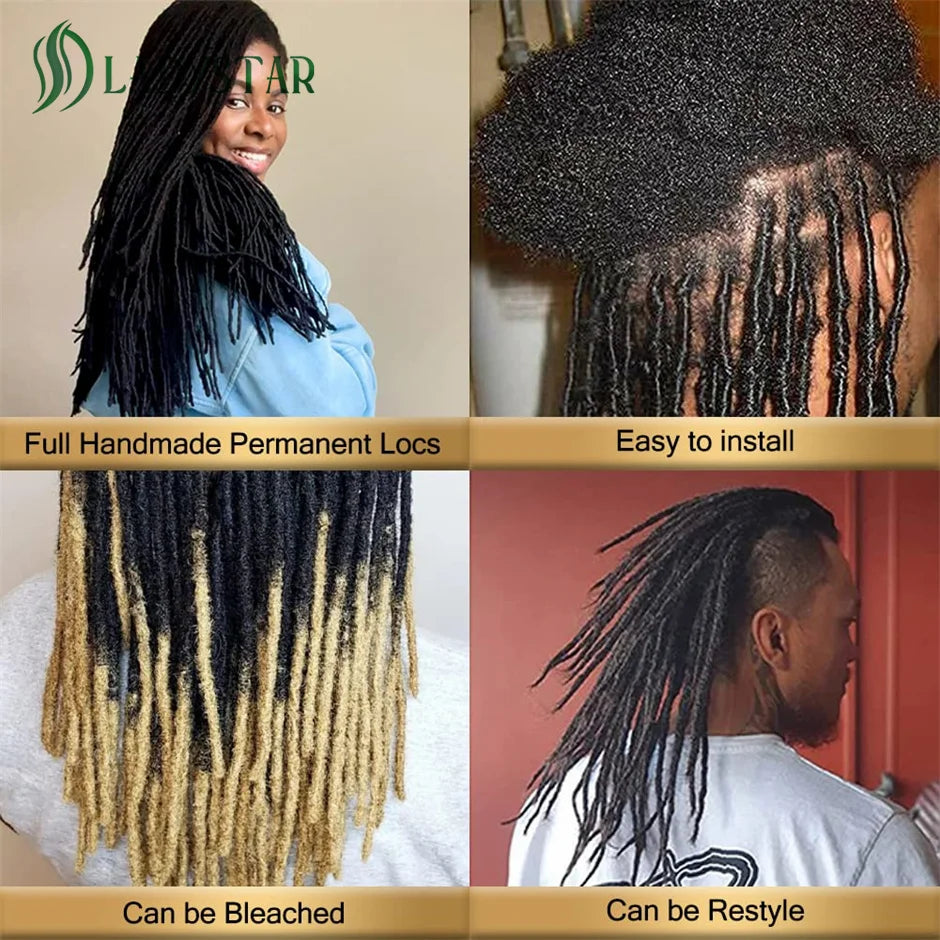 0.2cm Microlocs 100% Human Hair Dreadlock Extensions for Men Women Kids Full Handmade Permanent Loc Extensions