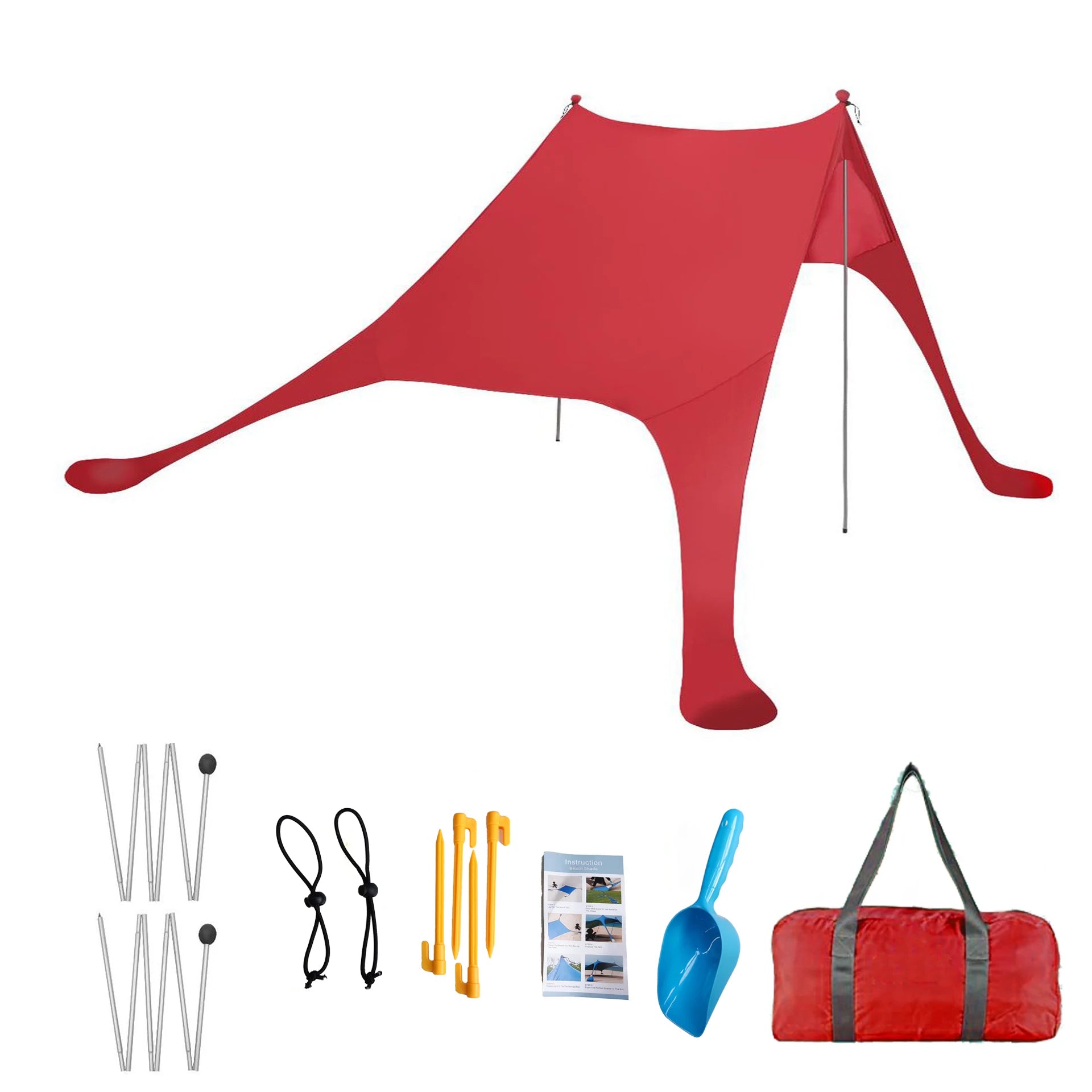 Family Ultralight Beach Awning, Sun Shade Tent with Sandbag, UPF50 + UV Portable Canopy, 2.1m * 1.6m