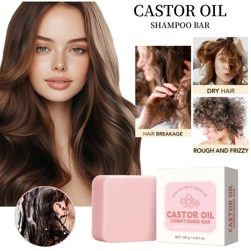 Castor Oil Conditioner Soap Bar,Moisturizing Nourishing Solid Shampoo,Strengthen Hair Roots Care,For Dry Frizzy Damaged Hair