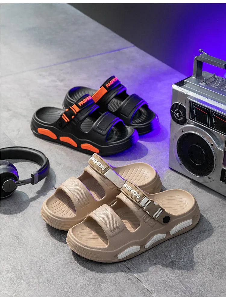 Men's Cloud Soft Thong Slippers Two-Way Wear Thick Bottom Waterproof Non-Slip Driving Comfortable Summer Sandals