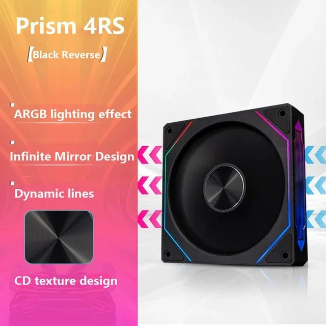 PRISM 4 PRS ARGB CPU Fan 4PIN PWM Silent Chassis Fan 120mm Infinite Mirror 5V 3PIN Motherboard Light Sync Case Cooler Fan