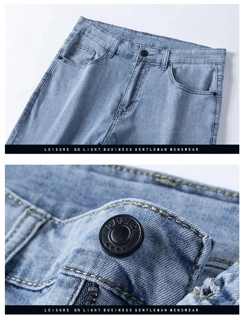 Men's Fashionable Jeans All-Season Cotton Blend Straight-Leg Pants Trendy Minimalist Versatile Casual Style Denim Wear Size29-42