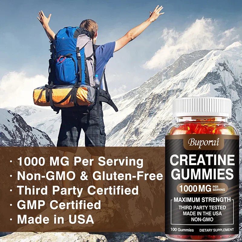 Creatine Monohydrate Gummies - Build Strength, Promote Muscle Growth, Improve Endurance and Energy