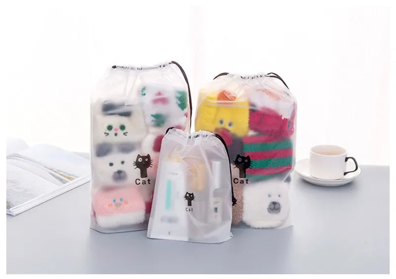 Transparent Drawstring Swimming Bags Beach Sea Gym Storage Bag Swimsuit Dry Bag Waterproof Outdoor Travel Portable PE Pouch