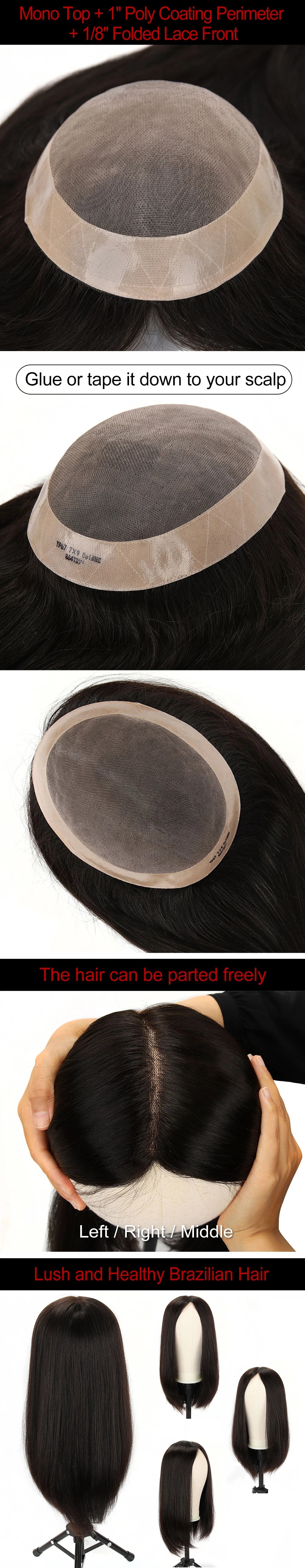 TUW06 Hair System for Women Lush Brazilian Hair TopUnique Human Hair Toppers Natural Looking Hair Toppers Hair Piece Hair Topper