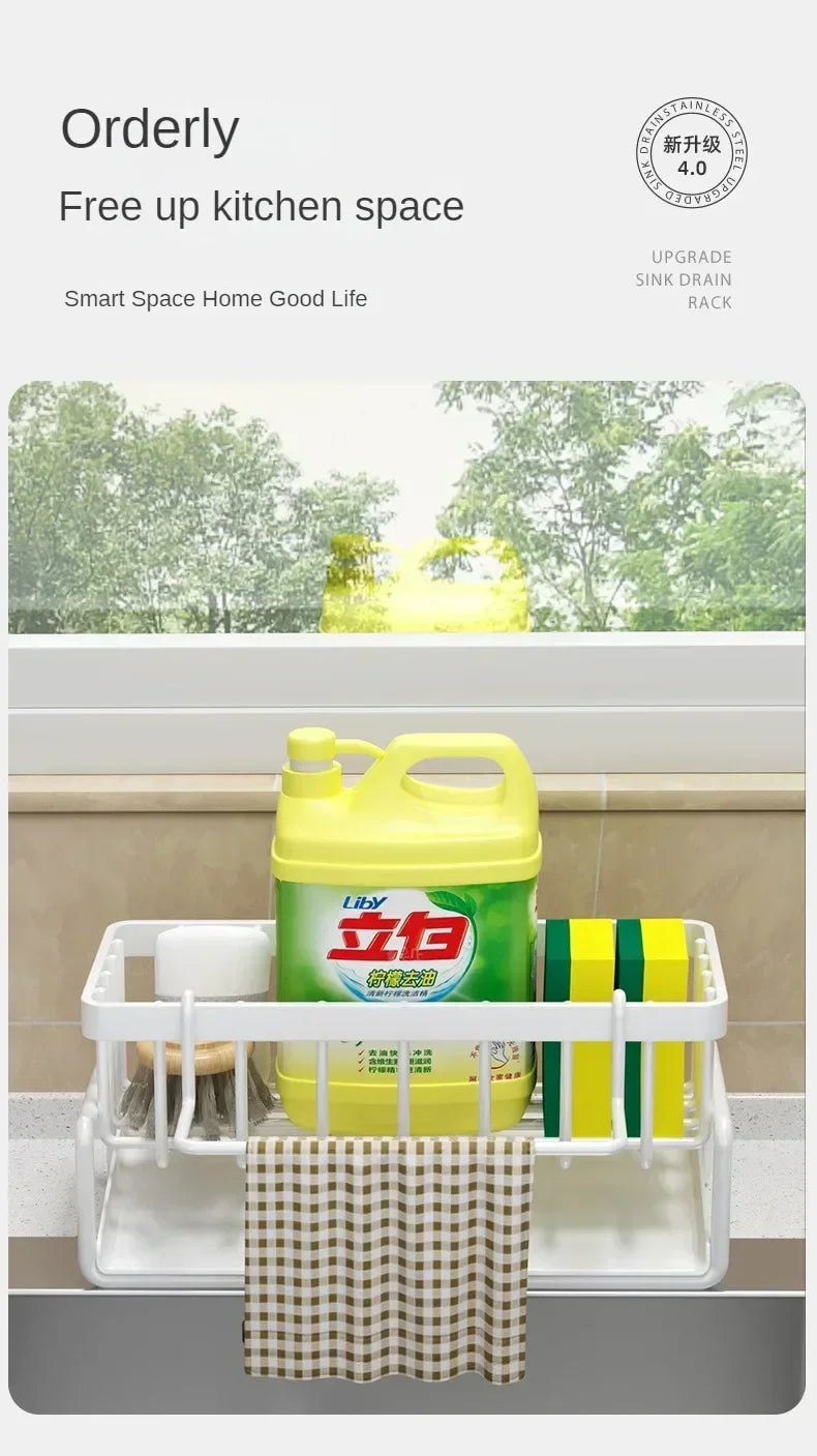 kitchen Organizer storage Multifunctional Sponge Rack Drainer Kitchen Shelf Sink Rag Dishwashing Detergent Dishcloth Organiser