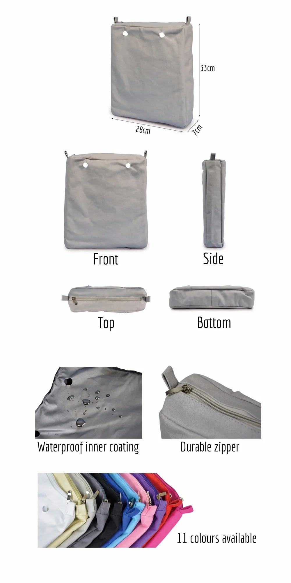 TANQU Tela Insert Lining Canvas inner pocket for O CHIC OCHIC Canvas waterproof Inner Pocket for Obag