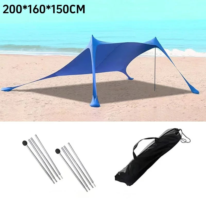 200*210*150CM Family Beach Tent Beach UV Protection Canopy Tent For 3-4 Person Outdoor Camping Wind Resistance Awning