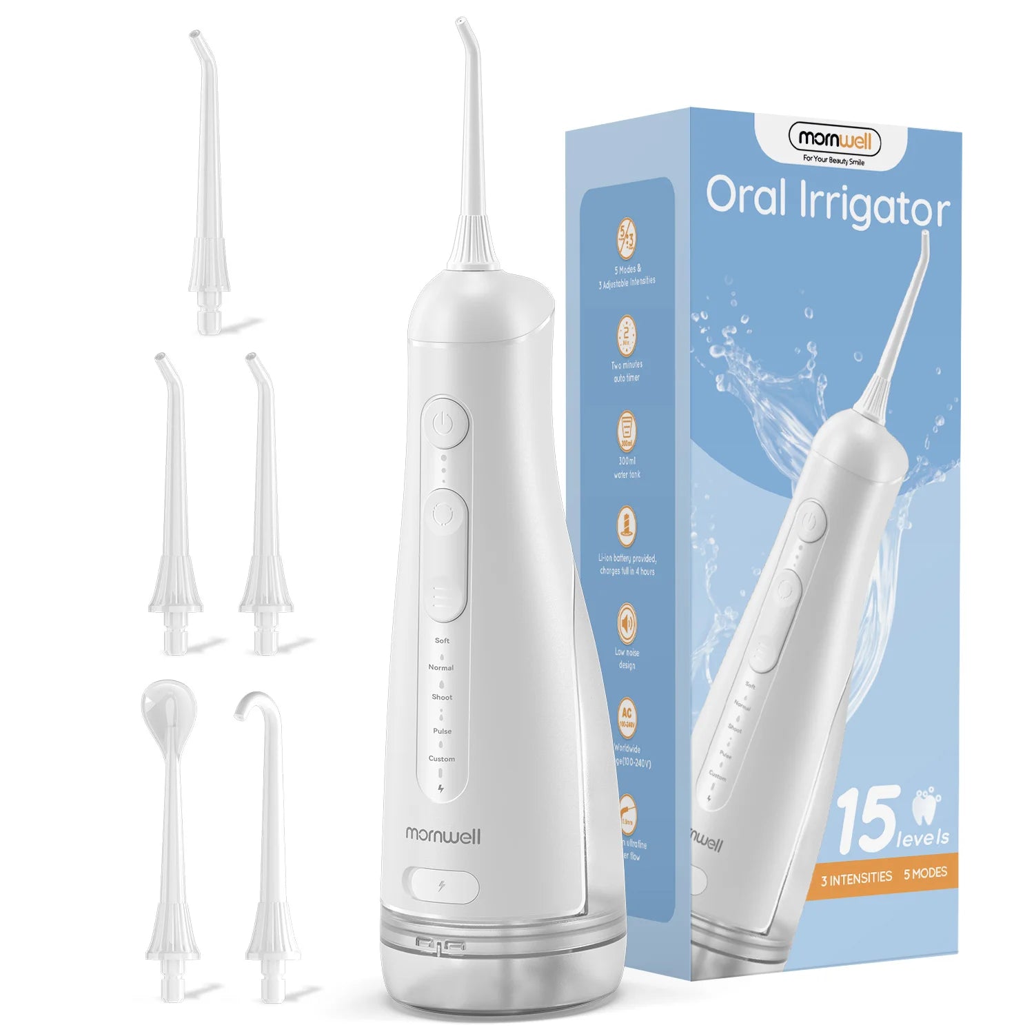 Water Flosser,300ML Tank DIY Mode Rechargeable Water Floss,IPX7 Waterproof 5 Modes 3 Pressure Irrigate for Teeth Clean