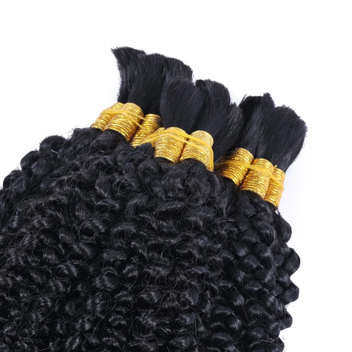 Afro Kinky Curly Human Hair Bulk For Braiding Peruvian No Weft Kinky Curly Human Bulk Hair Bundles For Women Hair Extensions
