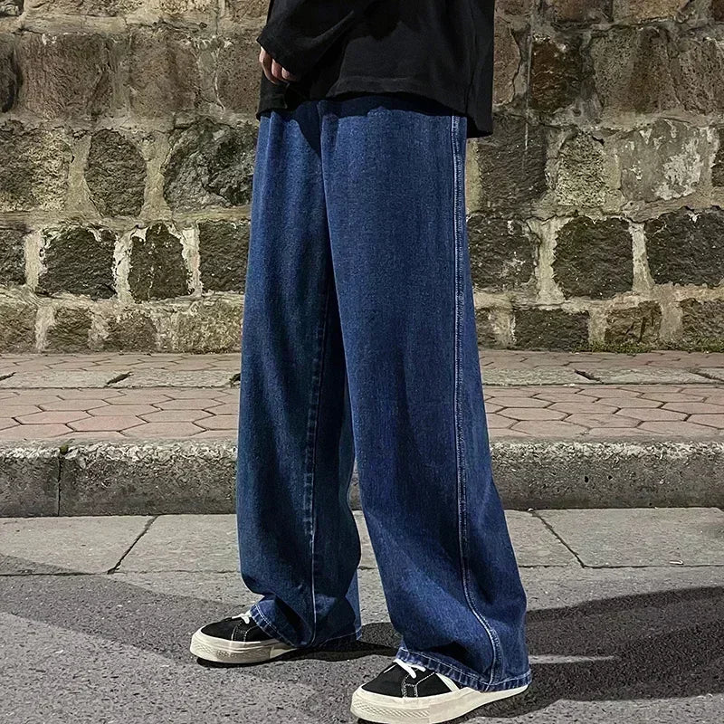 Men's Jeans Korean Version Student Casual Pants High Street Straight Loose Wide Leg Jeans Black Grey Blue Baggy Jeans