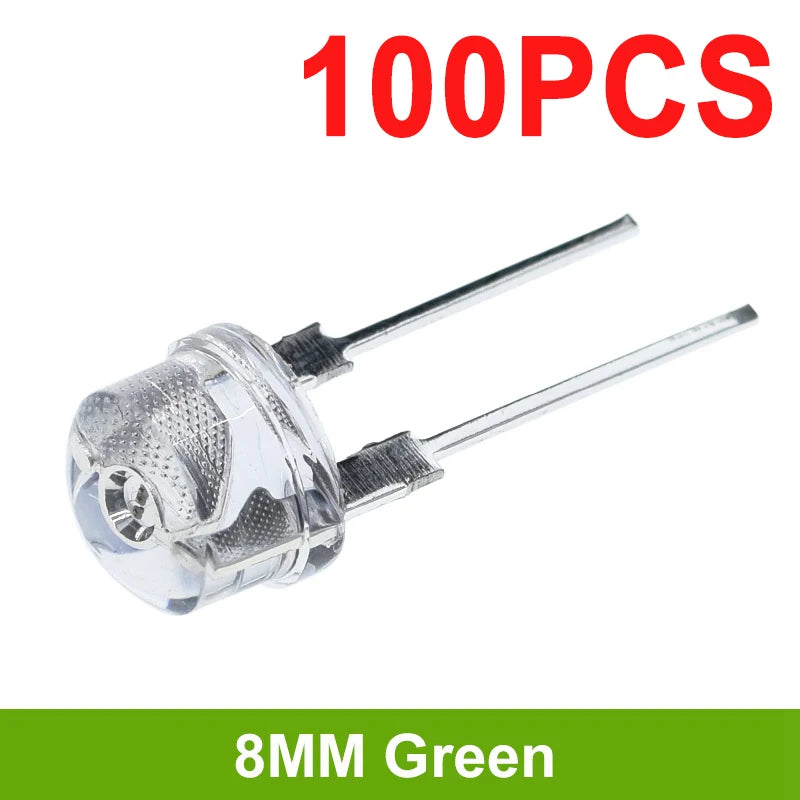 10/100PCS NEW F8 8mm 0.5W 3.0-3.2V Straw hat LED White Super bright LED lamp Wide Angle Transparent LED Lamp Strawhat LED