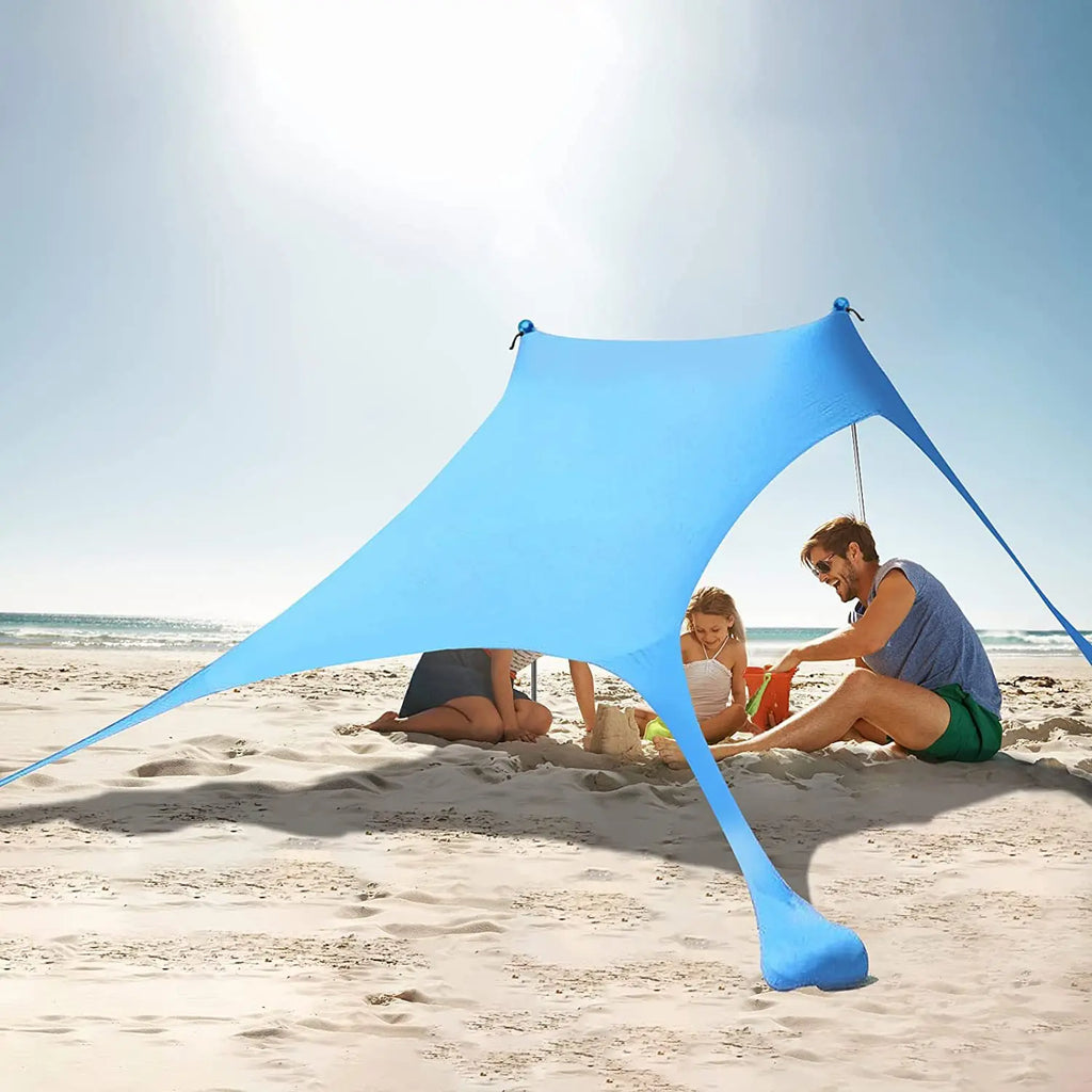Family Ultralight Beach Awning, Sun Shade Tent with Sandbag, UPF50 + UV Portable Canopy, 2.1m * 1.6m